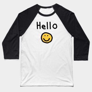 Hello with Smiley Face Baseball T-Shirt